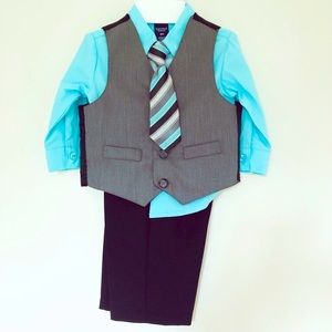 Jonathan Strong 4-Piece Formal Vest Set Grey/Blue Baby Size 18 months